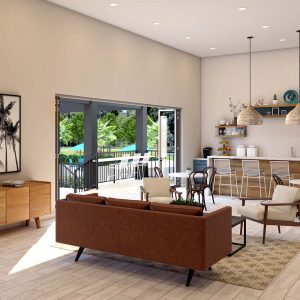 resident lounge architectural rendering